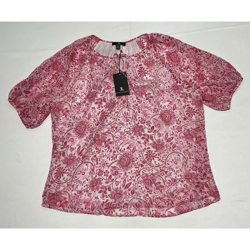 Jules & Leopold Blouse Womens Medium Pink Floral NWT Boho Lined